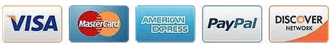Visa, Mastercard, American Express, Discover, Apple Pay and Google Pay accepted at checkout