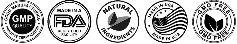 The wide FDA-registered facility badge from the listing artwork